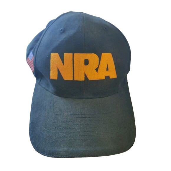 NRA Strap Back Hat Ball Cap Black Yellow Adjustable Adult One Size Fits All - Picture 3 of 5